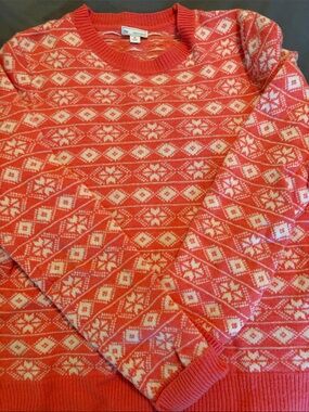 GAP Coral and White fair isle sweater